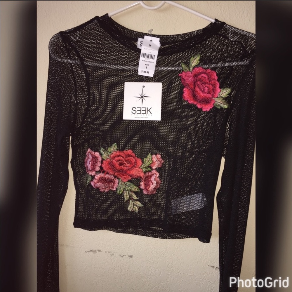 LF Embodied Flower Mesh Top